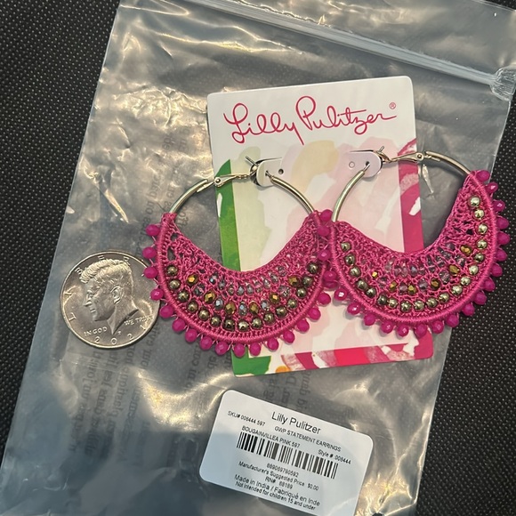 NWT Lilly Pulitzer Bougainvillea Pink statement earrings - Picture 5 of 5